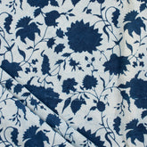 Indigo Blue Cotton Hand Block Printed Fabric by Yard