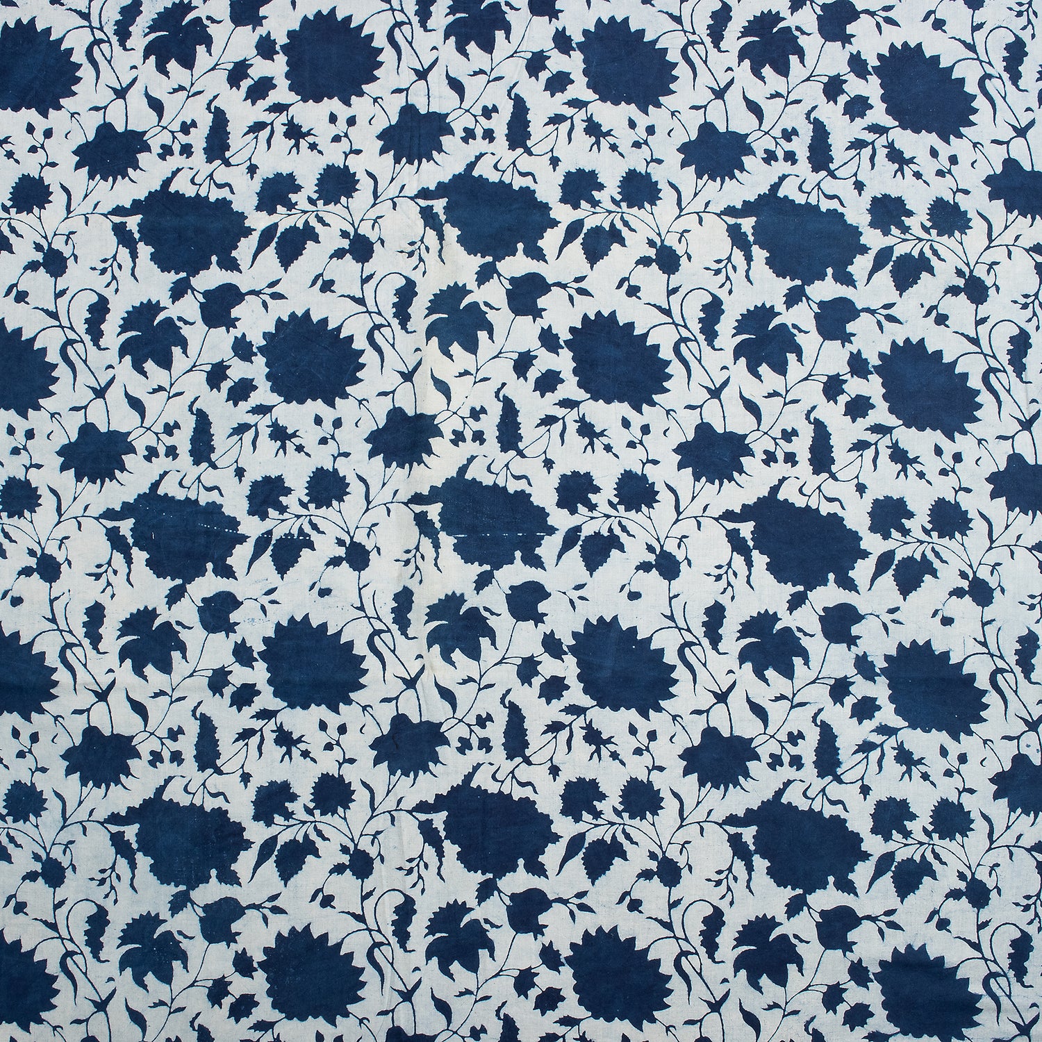 Indigo Blue Cotton Hand Block Printed Fabric by Yard