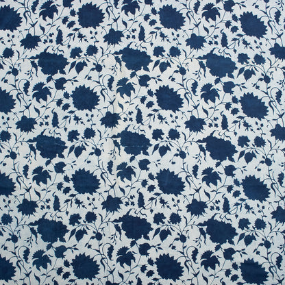 Indigo Blue Cotton Hand Block Printed Fabric by Yard