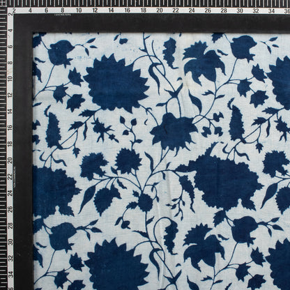 Indigo Blue Cotton Hand Block Printed Fabric by Yard