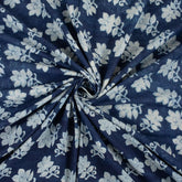 Indigo Blue Floral Hand Block Printed Cotton Fabric Material