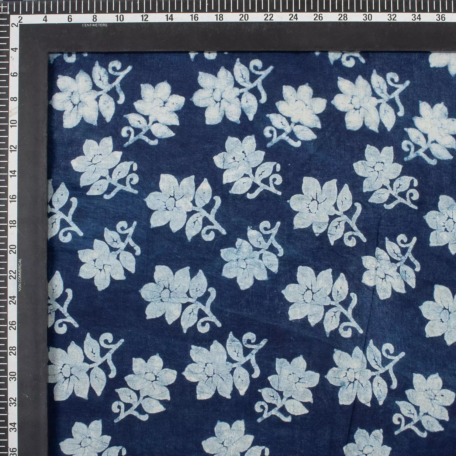 Indigo Blue Floral Hand Block Printed Cotton Fabric Material