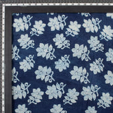 Indigo Blue Floral Hand Block Printed Cotton Fabric Material