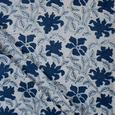 Indigo Blue Floral Printed 100% Cotton Fabric