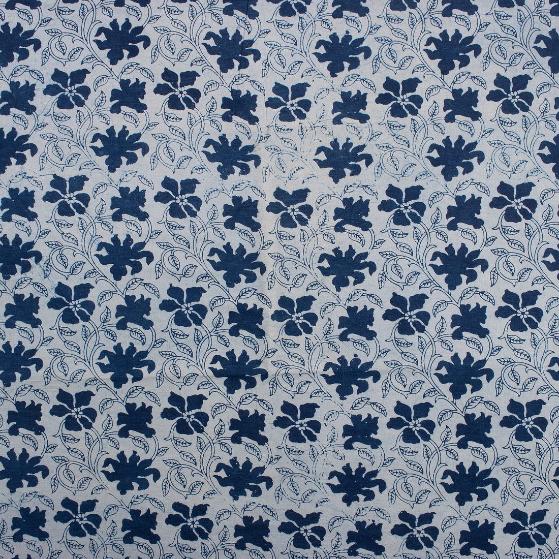 Indigo Blue Floral Printed 100% Cotton Fabric