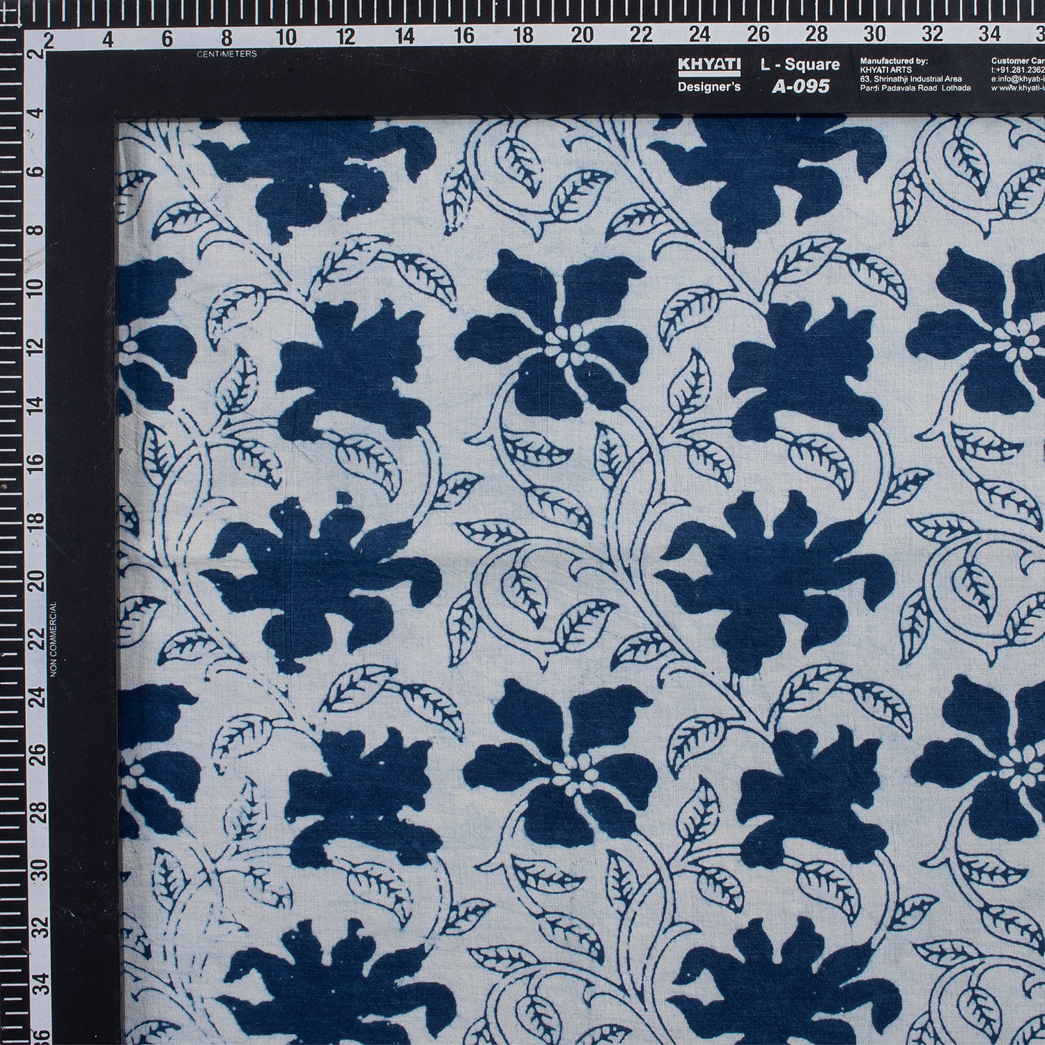 Indigo Blue Floral Printed 100% Cotton Fabric