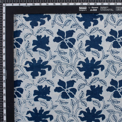 Indigo Blue Floral Printed 100% Cotton Fabric