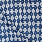 Indigo Blue Geometrical Printed Organic Natural Cotton Fabric