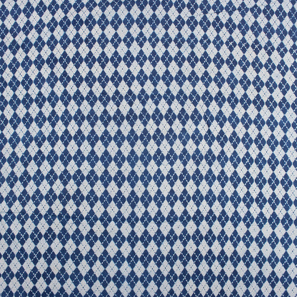 Indigo Blue Geometrical Printed Organic Natural Cotton Fabric