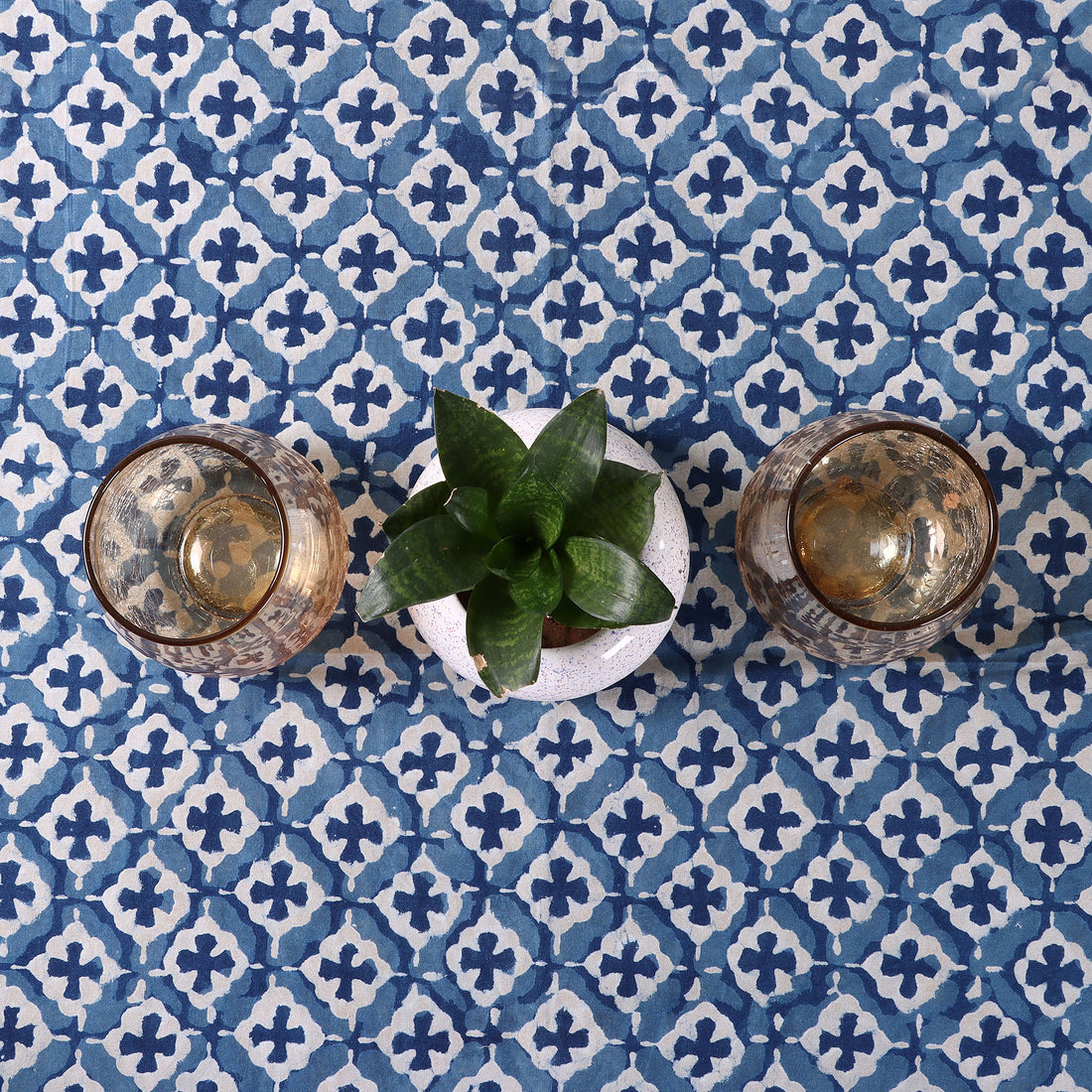 Indigo Blue Hand Block Printed Dinner Tablecloth
