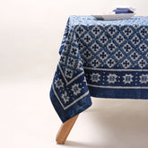Indigo Blue Hand Block Printed Dinner Tablecloth