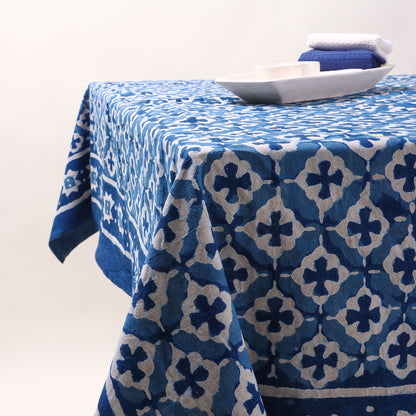 Indigo Blue Hand Block Printed Dinner Tablecloth