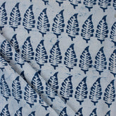 Indigo Blue Leaf Print Cotton Fabric Yard