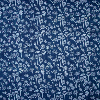 Indigo Blue Opium Printed Organic Cotton Fabric