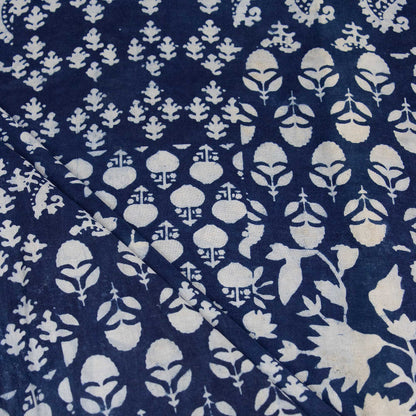 Indigo Blue Patchwork Print Cotton Fabric Yard