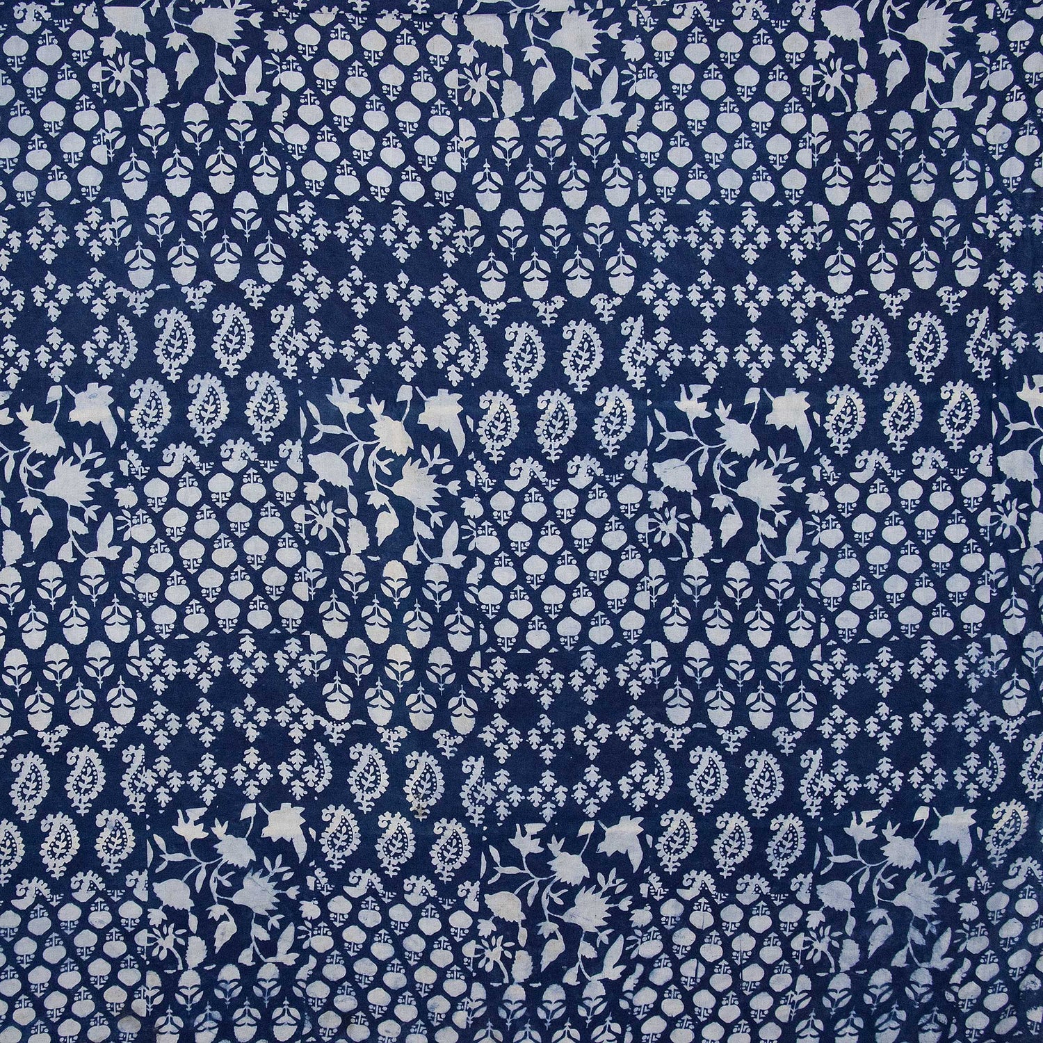 Indigo Blue Patchwork Print Cotton Fabric Yard