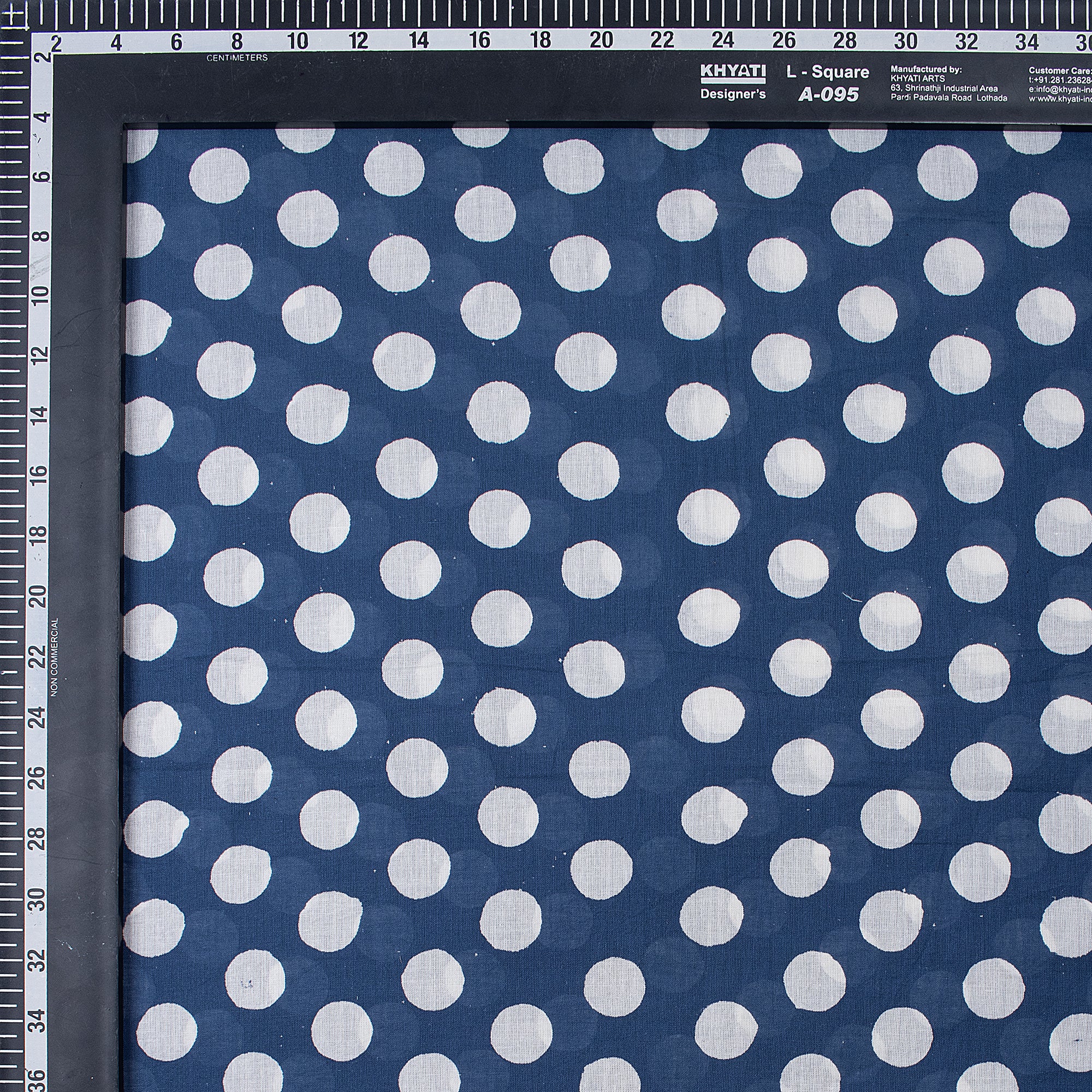  Indigo Blue Polkas Dot Hand Block Print Cotton Fabric