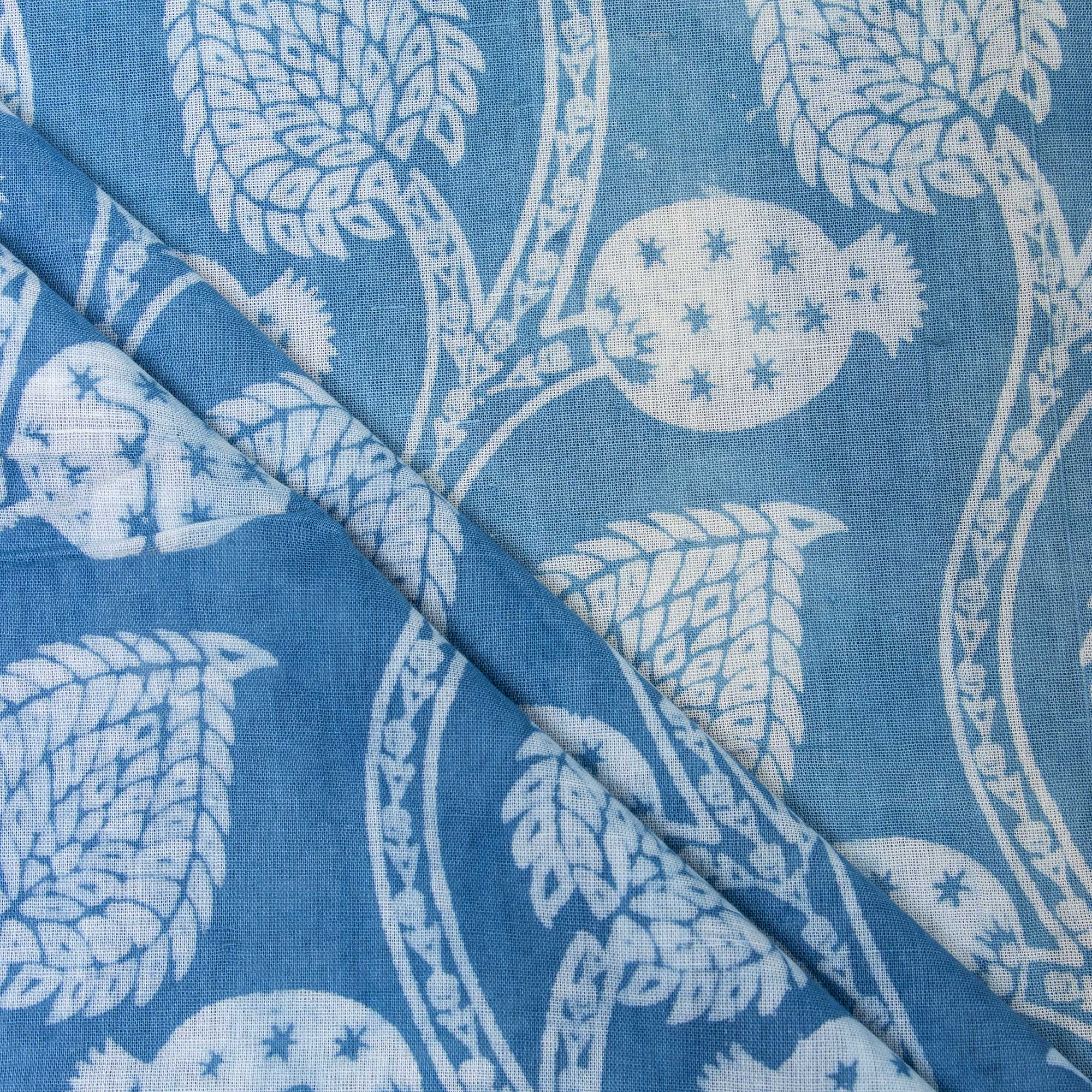 Indigo Blue Print Cotton Fabric By Yard