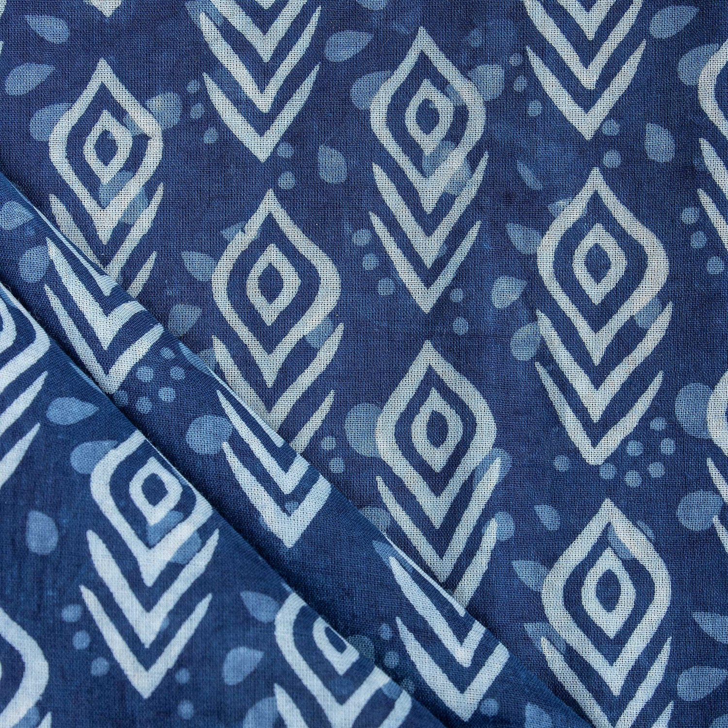 Indigo Blue Printed Soft 100% Cotton Fabric