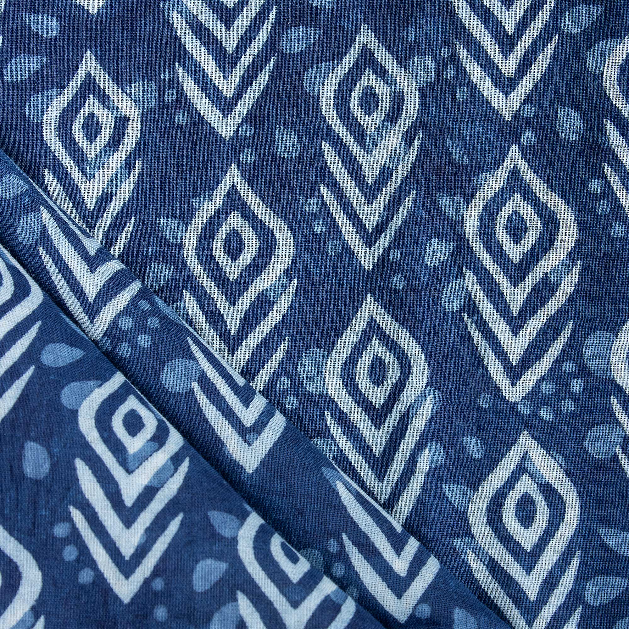 Indigo Blue Printed Soft 100% Cotton Fabric