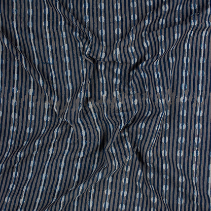 Indigo Blue Striped Print Cotton Cloth Fabric
