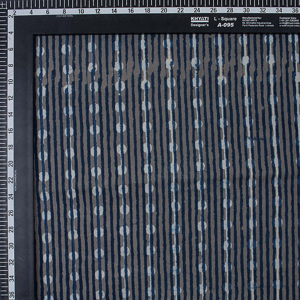 Indigo Blue Striped Print Cotton Cloth Fabric