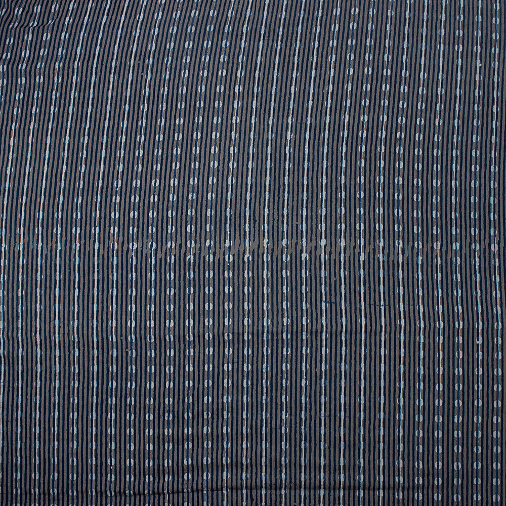 Indigo Blue Striped Print Cotton Cloth Fabric