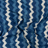 Indigo Blue Wave Hand Block Print Fabric