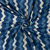 Indigo Blue Wave Hand Block Print Fabric