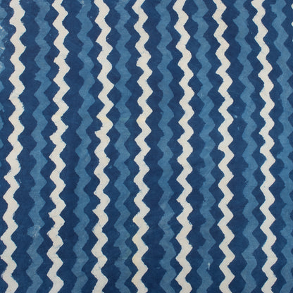Indigo Blue Wave Hand Block Print Fabric