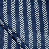 Indigo Chevron Stripe Hand Block Printed Cotton Fabric
