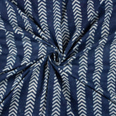 Indigo Chevron Stripe Hand Block Printed Cotton Fabric