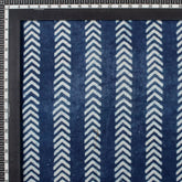 Indigo Chevron Stripe Hand Block Printed Cotton Fabric