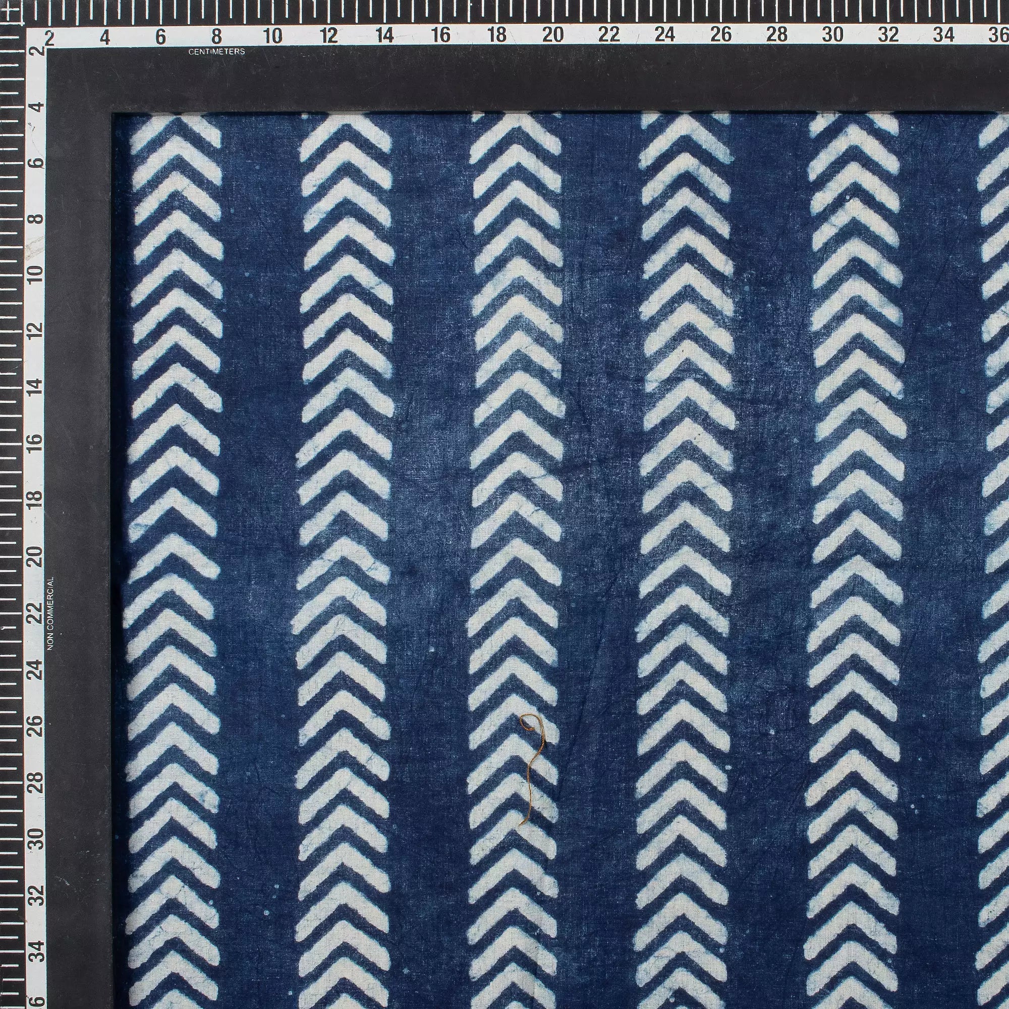 Indigo Chevron Stripe Hand Block Printed Cotton Fabric