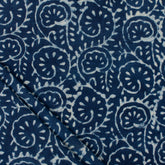 Indigo Cotton Floral Printed Canvas Fabric