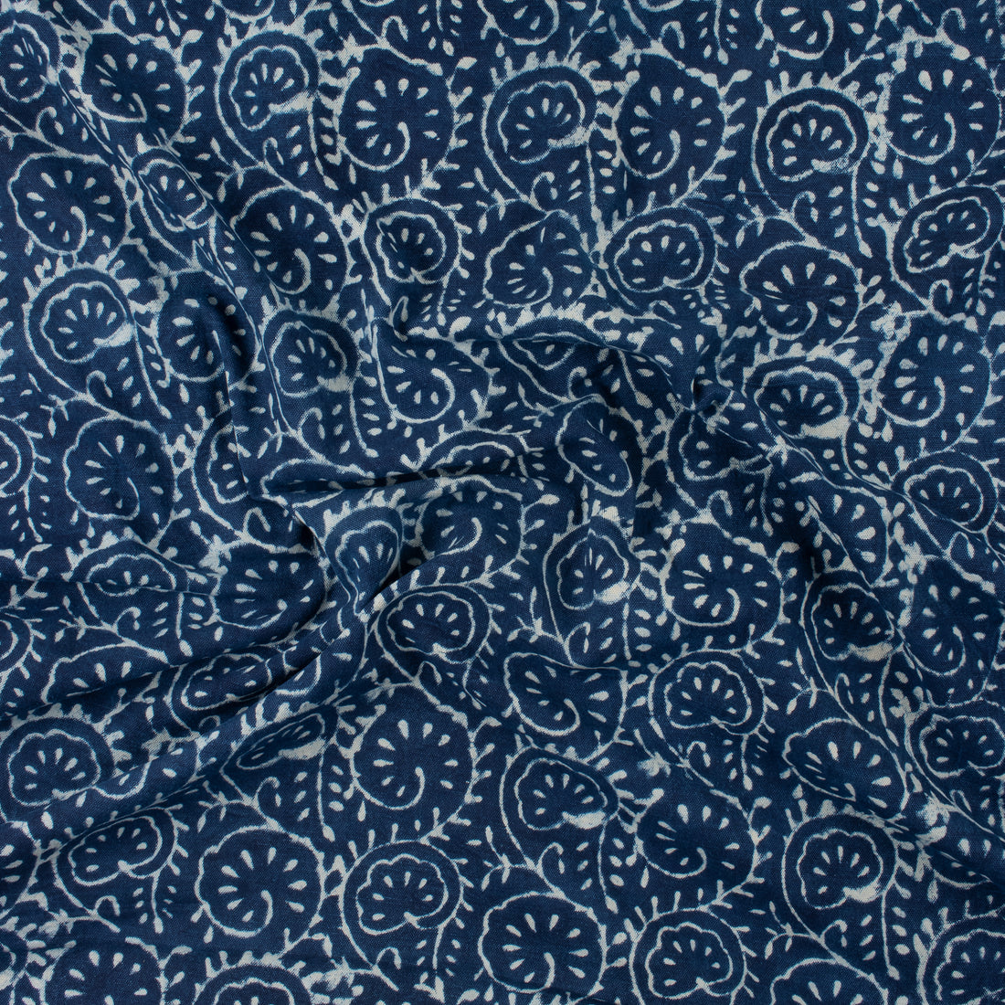 Indigo Cotton Floral Printed Canvas Fabric