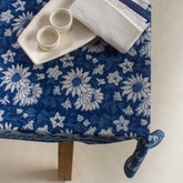 Indigo Dabu Hand Block Print Cotton Dining Table Cloth
