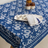 Indigo Dabu Hand Block Print Cotton Dining Table Cloth