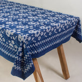 Indigo Dabu Hand Block Print Cotton Dining Table Cloth