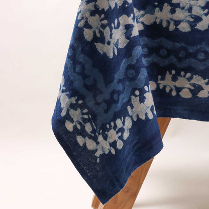  Indigo Dabu Hand Block Print Cotton Dining Tablecloth