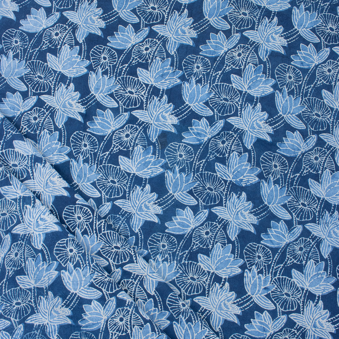 Indigo Floral Cotton Fabric