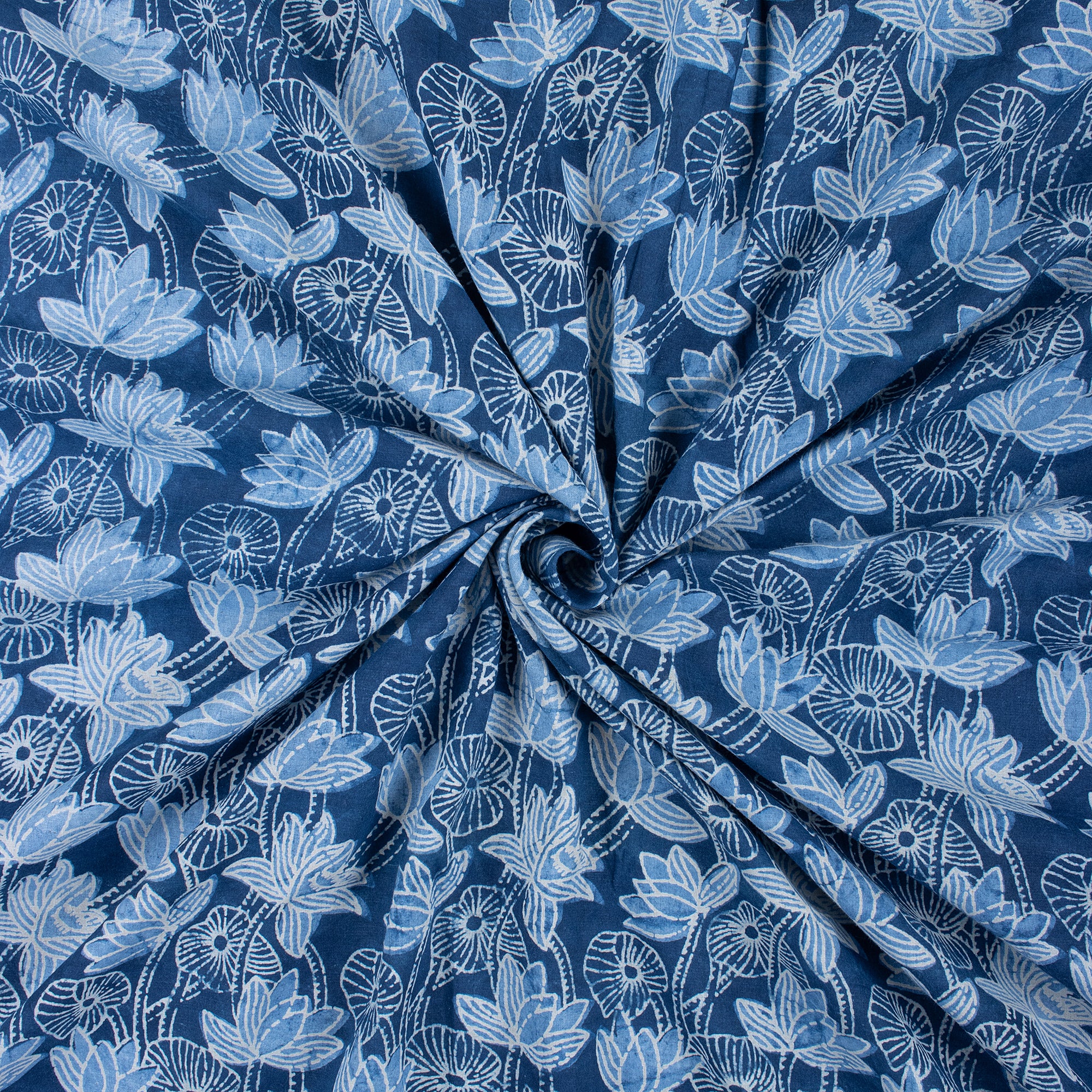 Indigo Floral Cotton Fabric