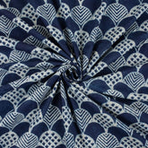 Indigo Geometric Hand Block Printed Cotton Fabric in India