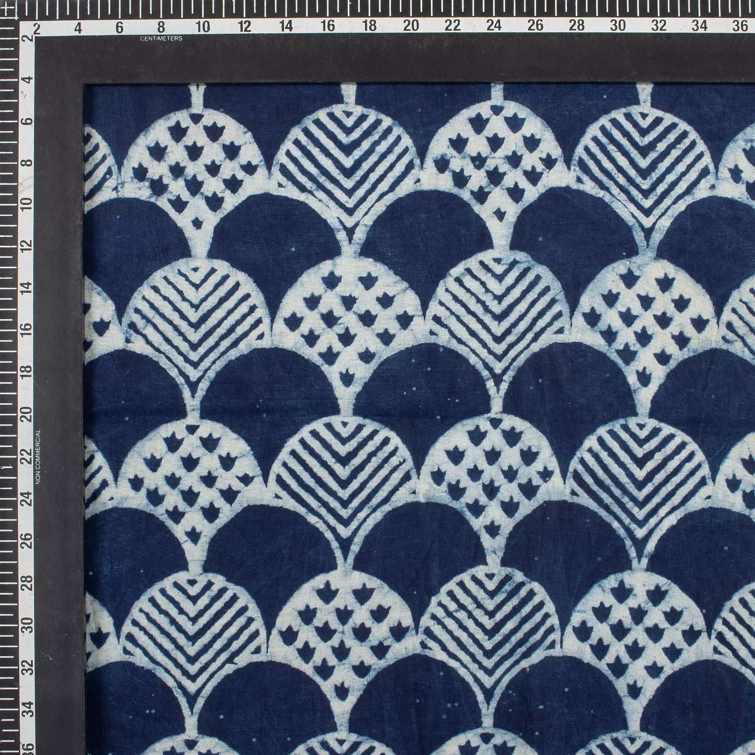 Indigo Geometric Hand Block Printed Cotton Fabric in India