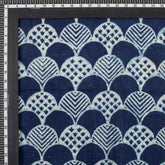 Indigo Geometric Hand Block Printed Cotton Fabric in India