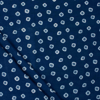 Indigo Geometrical Print Cotton Fabric By The Yard