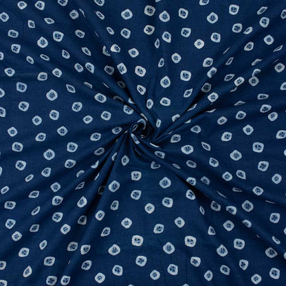 Indigo Geometrical Print Cotton Fabric By The Yard
