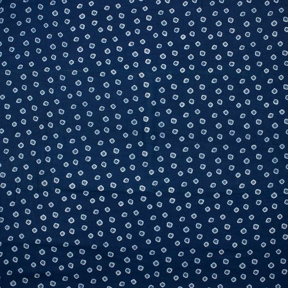 Indigo Geometrical Print Cotton Fabric By The Yard