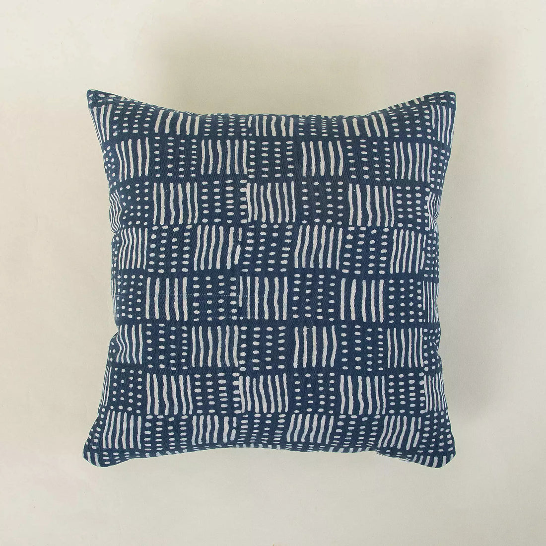 Indigo Hand Block Printed Canvas Cushion Cover