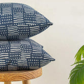 Indigo Hand Block Printed Canvas Cushion Cover